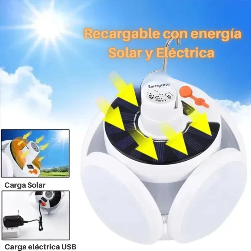 Lámpara Solar Esfera de 4 Aspas Plegable