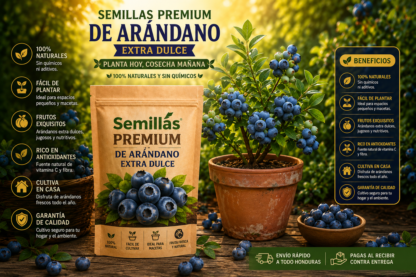🫐 200 Semillas Premium de Arándano Extra Dulce | Cultivo en Casa