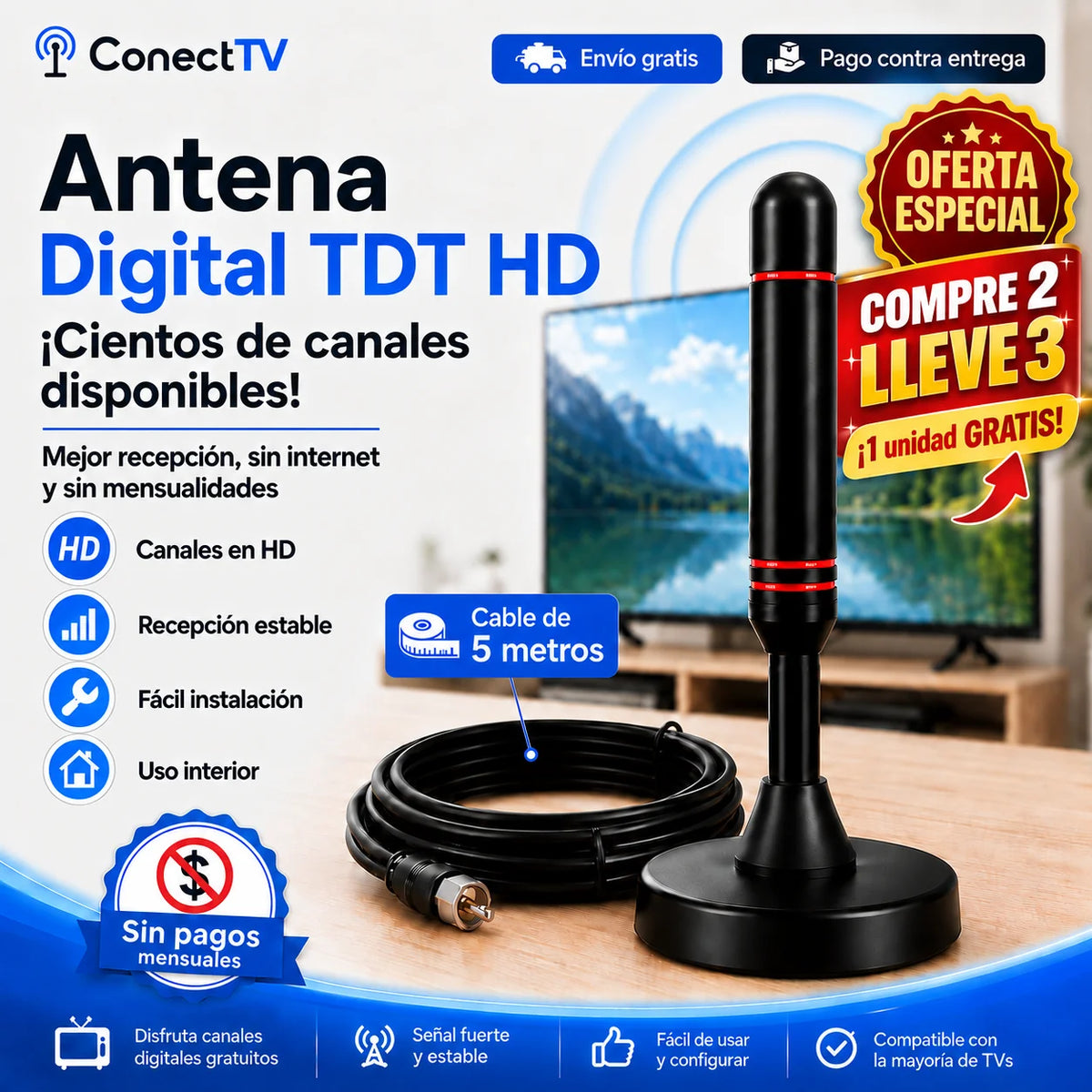 📺 Antena ConectTV™ | Canales HD Sin Mensualidades — ¡No Más VTR, Claro ni Movistar!