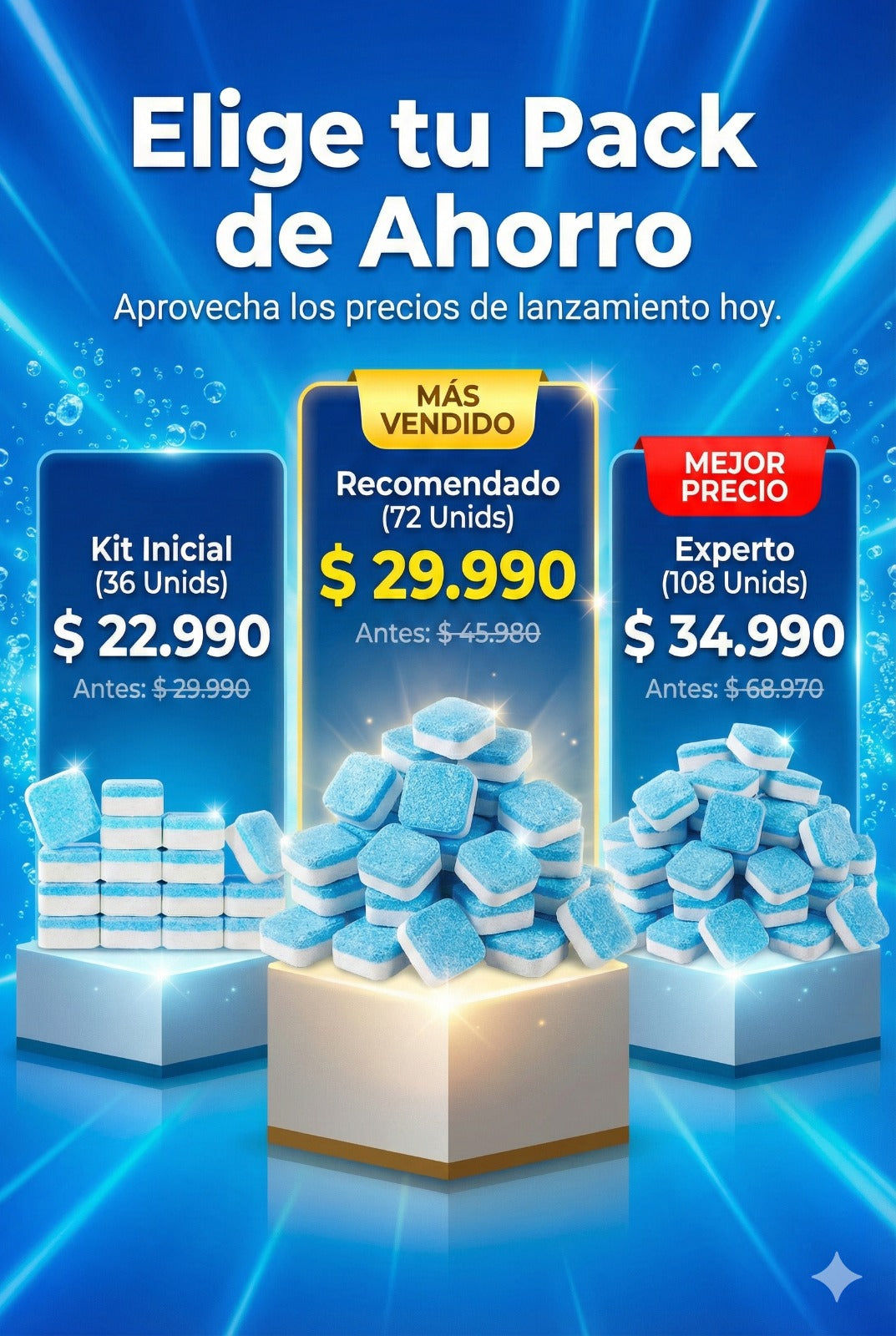 3 cajas por 1 🧼 ¡Limpieza Total en 1 Pastillas lavadora !