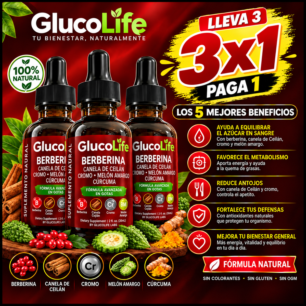 3x1 GLUCORA ⚡ Dile adiós  al azúcar y diabetes