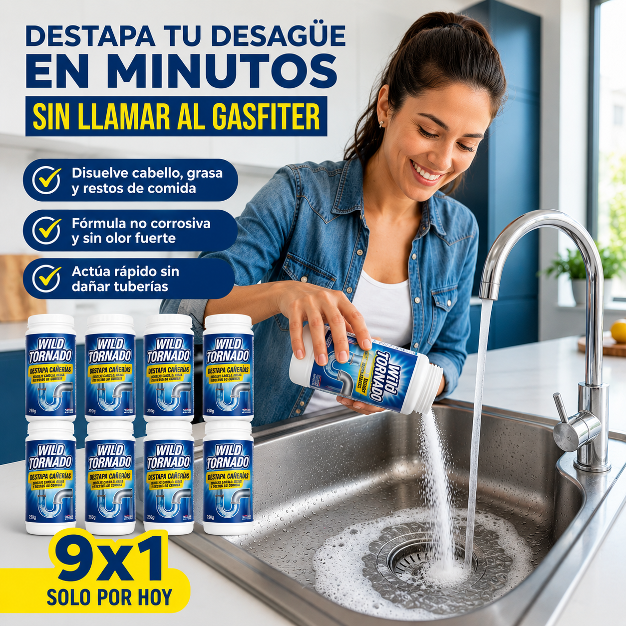9X1 TORNADO Destapa Cañerías Express (oferta hoy)