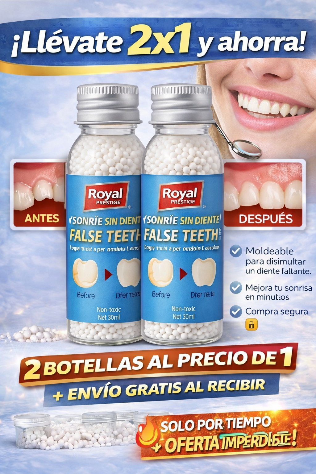 2x1 kit de reparación dental  royal pro