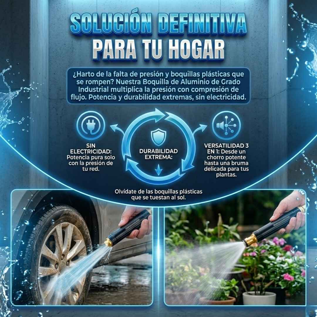 3 en 1  Boquilla de Alta Presión en Bronce: Convierte tu Manguera en una Potente Hidrolavadora
