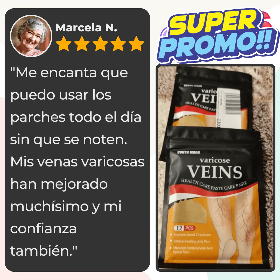 48x1 Parches Revitalizantes para Várices - Marca SaludVena: ¡Transforma tus Piernas! 🌟✨