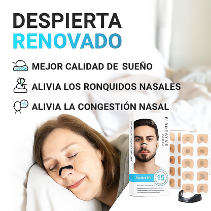 RespiraPlus Banda Nasal – Adiós Ronquidos kit 4 tiras + 15 parches