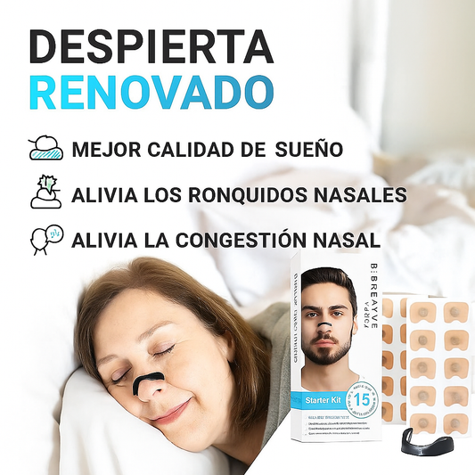 RespiraPlus Banda Nasal – Adiós Ronquidos kit 4 tiras + 15 parches